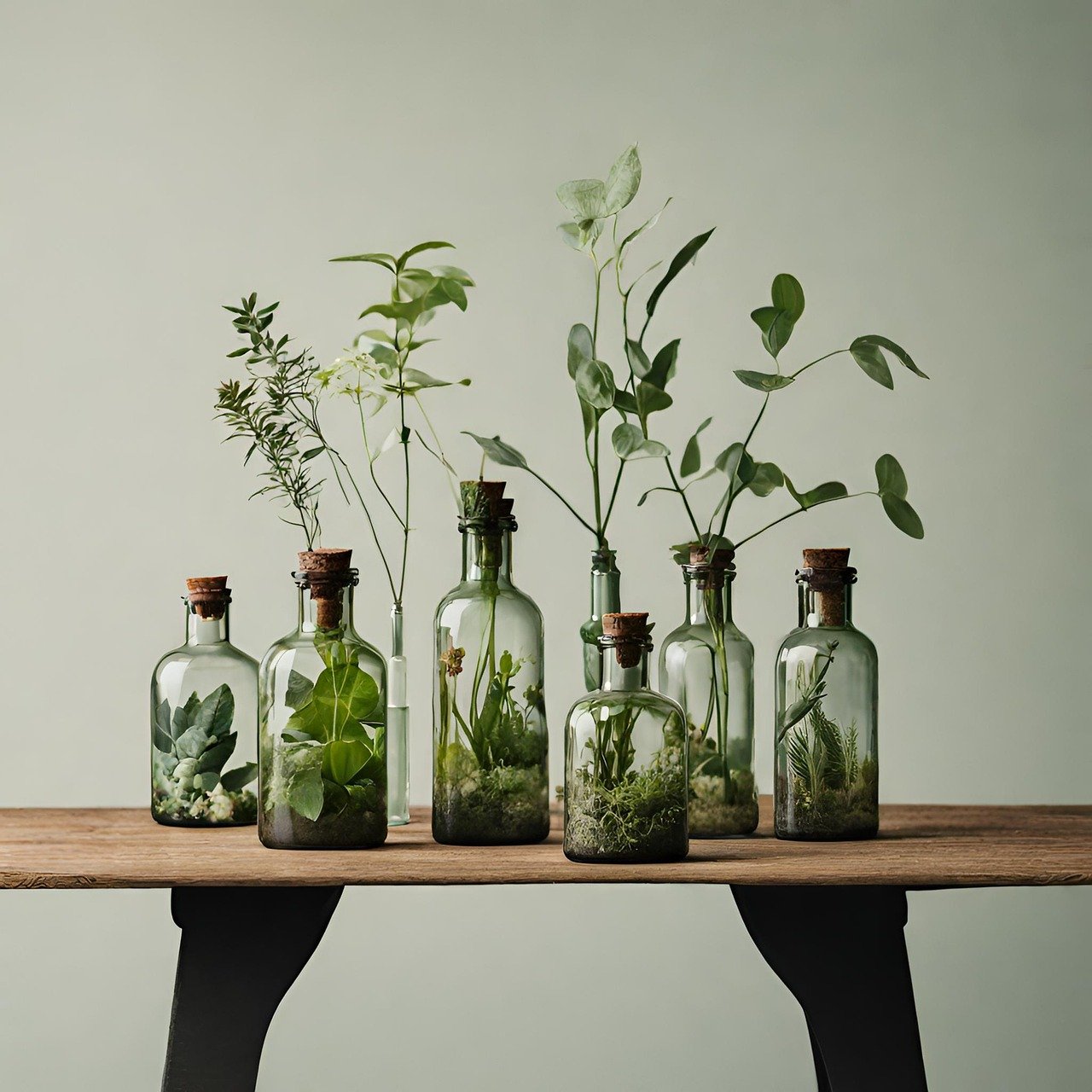 plants, gardening, bottles